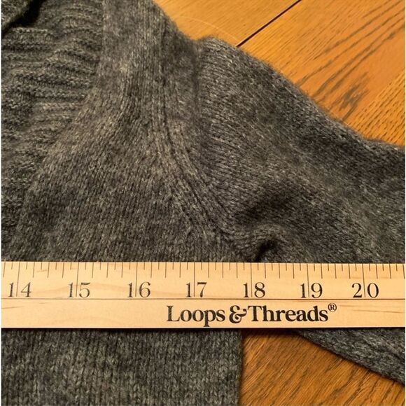 WILLI SMITH SWEATER WOMEN’S M GRAY CHUNKY MOTO WOOL BLEND SHAWL COLLAR. - Picture 10 of 12